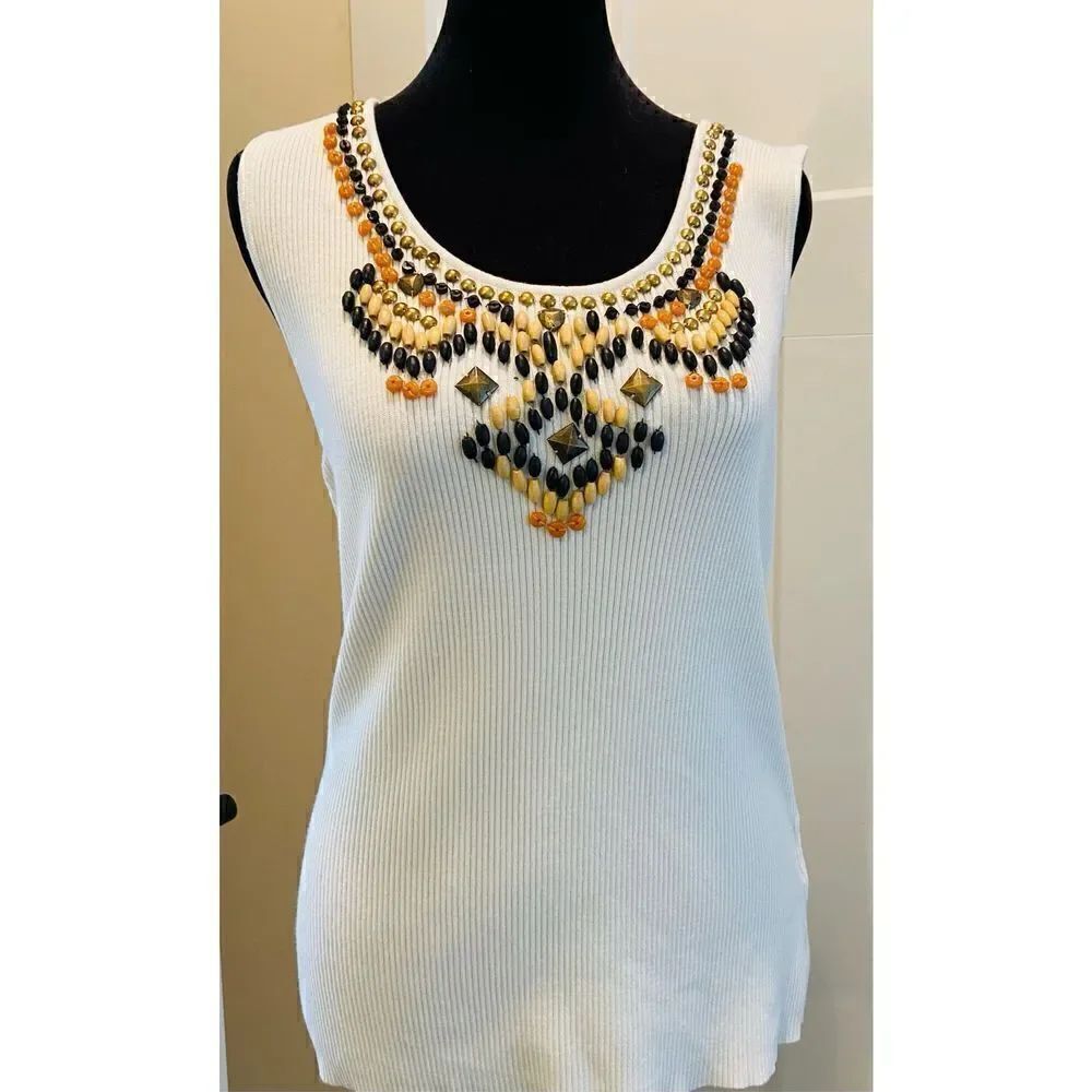 Ruby Rd. Embellished Vintage Tank Stretch Top Women's Large Good Used Condition